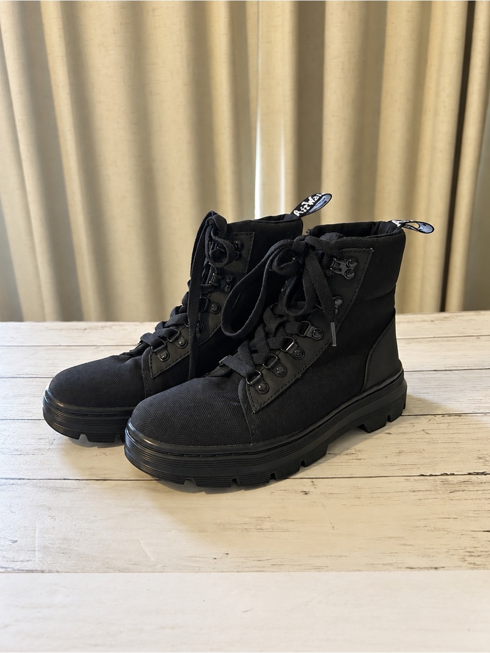 Dr. Martens Black Canvas Lug-Sole Combat Boots Women’s - Size 7